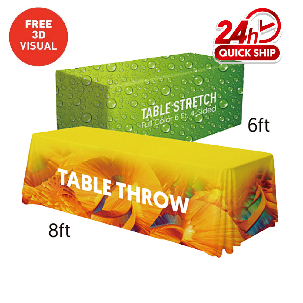 6'/8' Convertible Table Cloth (Full-Color Dye Sublimation, Full Bleed)